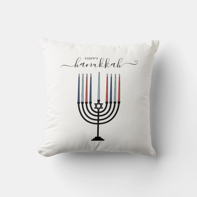 Hanukkah Menorah Holiday Throw Pillow (Front)