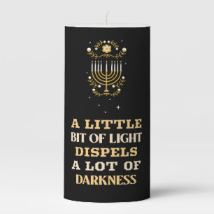 Hanukkah Menorah & Inspirational Quote Pillar Candle