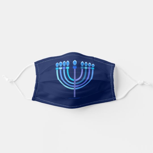 Hanukkah Menorah Jewish Holiday Navy Blue Adult Cloth Face Mask Zazzle Com