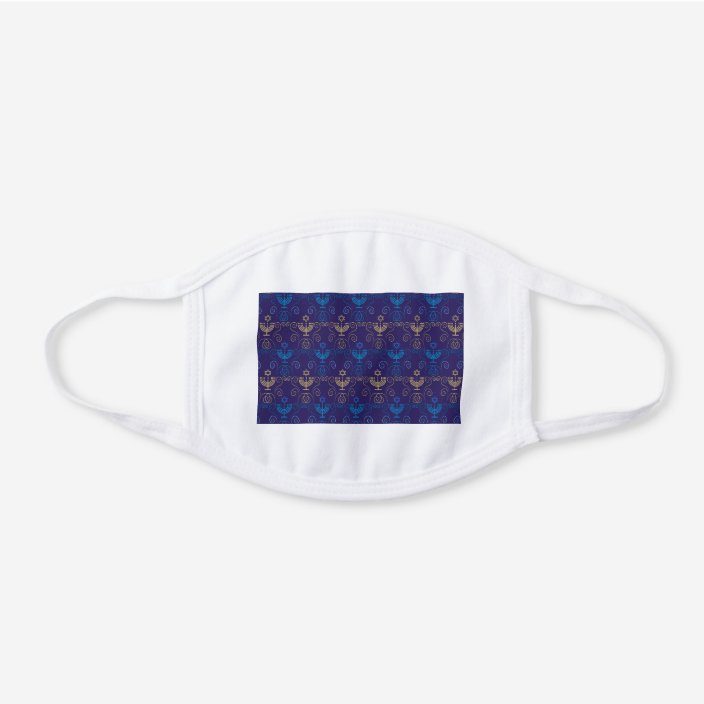 Hanukkah Menorah Jewish Holiday Navy Blue White Cotton Face Mask Zazzle Com