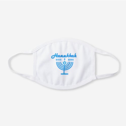 Hanukkah Menorah Jewish Holiday Navy Blue White Cotton Face Mask