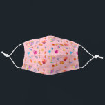 Hanukkah Menorah Jewish Holiday Pink Adult Cloth Face Mask<br><div class="desc">Menorah, Hanukkiah Symbol. Happy Hanukkah Party Jewish Holiday pink color. Jewish Holiday Chanukkah Decoration with traditional Chanuka decorative symbols - gold color pattern, hanukkiah menorah, candlestick with candles, star of David and neon blue glowing lights, donuts, illustration. Hanukkah Festival of lights Event Decoration. Jerusalem, Israel. Home > Health & Personal...</div>