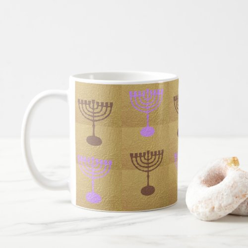 Hanukkah Menorah Lights Holiday Gold Symbol Coffee Mug