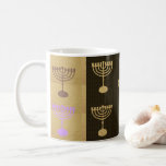 Hanukkah Menorah Lights Holiday Gold Symbol Coffee Mug<br><div class="desc">Coffee Mug with Hanukkah Festival Gold Menorah Lights Holiday symbol,  decorative pattern. Hanukkah Logo Decoration. Israel,  Jerusalem. Sofiartmedia Modern Design. Home,  Kitchen & Dining,  Drinkware,  Mugs & Cups. Judaica Decorative Gold Ornament.</div>