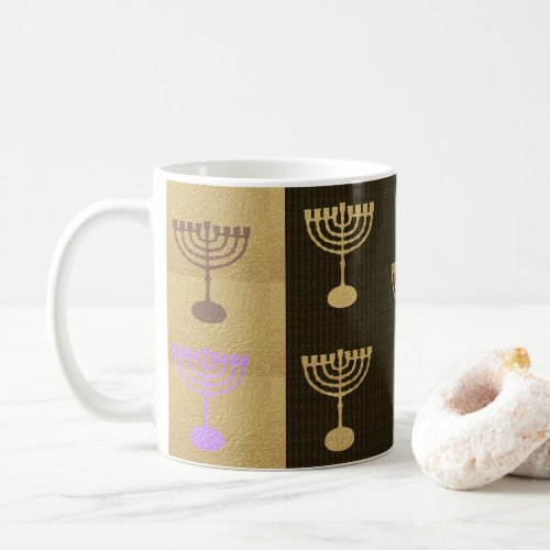 Hanukkah Menorah Lights Holiday Gold Symbol Coffee Mug