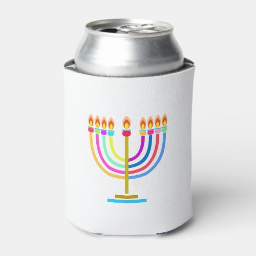 Hanukkah Menorah Lights Holiday symbol Can Cooler