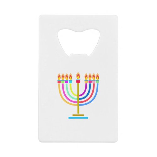 Hanukkah Menorah Lights Holiday symbol Credit Card Bottle Opener