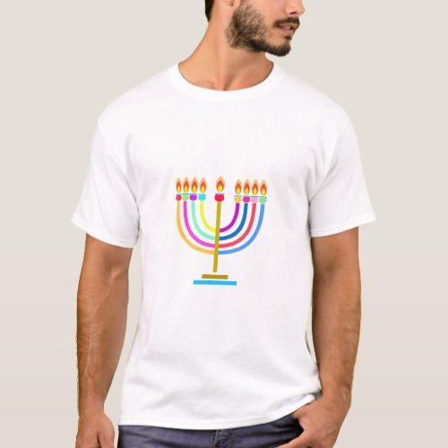 Hanukkah Menorah Lights Holiday symbol T_Shirt