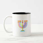 Hanukkah Menorah Lights Holiday symbol Two-Tone Coffee Mug<br><div class="desc">Hanukkah Menorah Lights Holiday symbol. Hanukkah Logo Decoration. Irael,  Jerusalem. Sofiartmedia Modern Design.</div>