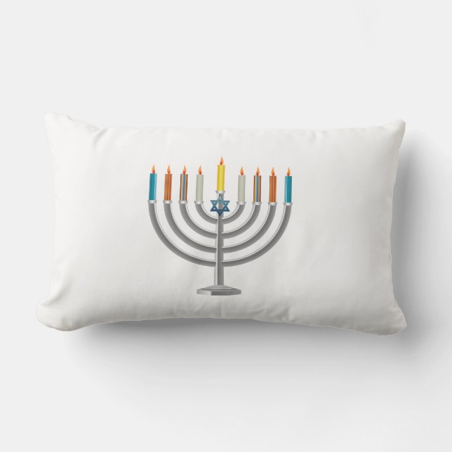 Hanukkah menorah lumbar pillow (Front)