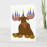 Hanukkah Menorah Moose Card<br><div class="desc">Customize this card with your own greeting on the cover and inside.</div>