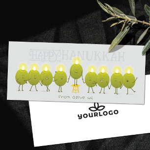 Hanukkah Menorah Olives Gray Company Logo Card
