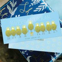 Hanukkah Menorah Olives | Group Greeting Card
