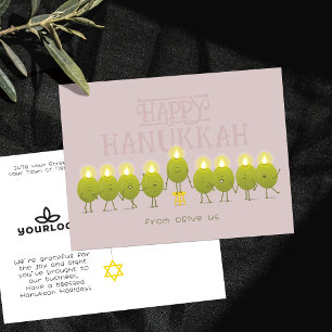 Hanukkah Menorah Olives Mauve Company Logo Postcard