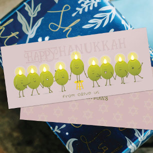 Hanukkah Menorah Olives   Mauve Group Card