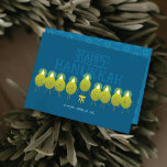 Hanukkah Menorah Olives | Teal Blue Group Holiday Card<br><div class="desc">Celebrate the Festival of Lights with a smile! This Hanukkah card features a group of fun-loving olives who light up together to form a menorah, with the playful message “Happy Hanukkah from olive us.” Perfect for families, friends, organizations, or businesses — and available with a logo template for an extra...</div>