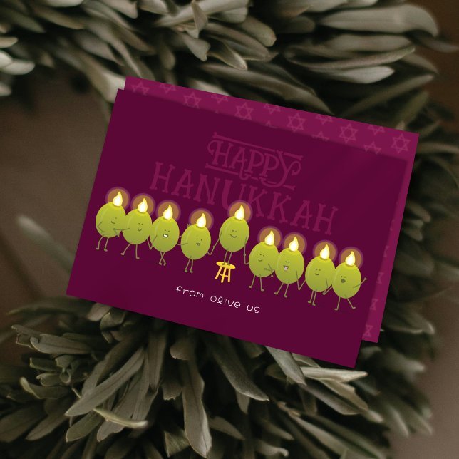 Hanukkah Menorah Olives | Wine Group Holiday Card (Creator Uploaded)