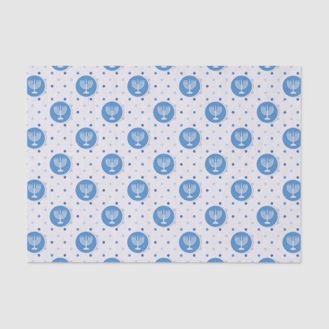 Hanukkah  Menorah on Polka Dots Tissue Paper (Front)