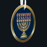 Hanukkah Menorah Ornament<br><div class="desc">These are also great for gifts or to use as the finishing touch of class on your gift wrapping. Thanks so much for being here. Please bookmark me and come to Zazzle via my link: https://www.zazzle.com/store/sharonrhea ... . or https://www.zazzle.com/store/ornaments_only ... Thank you, and I hope your holy days are the...</div>