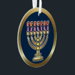 Hanukkah Menorah Ornament<br><div class="desc">These are also great for gifts or to use as the finishing touch of class on your gift wrapping. Thanks so much for being here. Please bookmark me and come to Zazzle via my link: https://www.zazzle.com/store/sharonrhea ... . or https://www.zazzle.com/store/ornaments_only ... Thank you, and I hope your holy days are the...</div>