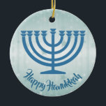 Hanukkah Menorah Ornament<br><div class="desc">.Hanukkah Menorah Ornament with customizable text</div>