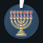 Hanukkah Menorah Ornament<br><div class="desc">These are also great for gifts or to use as the finishing touch of class on your gift wrapping. Thanks so much for being here. Please bookmark me and come to Zazzle via my link: https://www.zazzle.com/store/sharonrhea ... . or https://www.zazzle.com/store/ornaments_only ... Thank you, and I hope your holy days are the...</div>