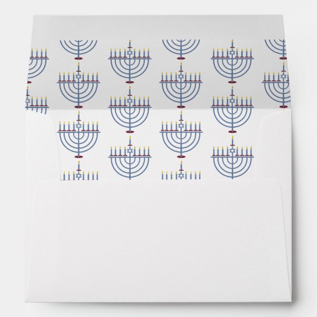 Hanukkah Menorah Pattern Pretty Envelope (Back (Bottom))