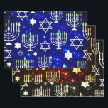 Hanukkah Menorah Pattern Wrapping Paper Sheets<br><div class="desc">*Customize with your text.</div>
