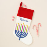 Hanukkah  Menorah personalized Christmas Stocking<br><div class="desc">Home decor for Hanukkah,  a personalized stocking with your name or text,  and a colorful Menorah</div>