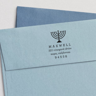 Hanukkah Menorah Return Address Self-inking Stamp