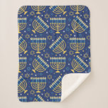 Hanukkah Menorah Sherpa Blanket<br><div class="desc">Beautiful,  warm and cozy hanukkah blanket for the entire family. Available in 3 sizes.</div>