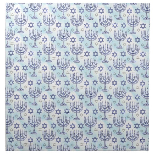 Hanukkah Menorah Star of David Doodle Art Style Cloth Napkin (Front)