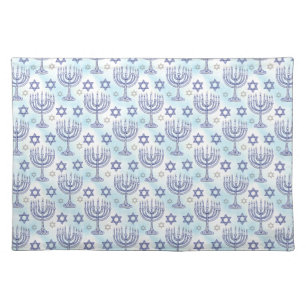 Hanukkah Menorah Star of David Doodle Art Style Cloth Placemat
