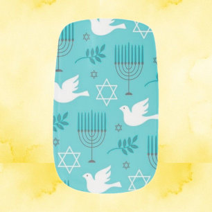 Hanukkah  Menorah Star of David Dove  Minx Nail Art