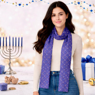 Hanukkah Menorah Star of David Jewish  Scarf