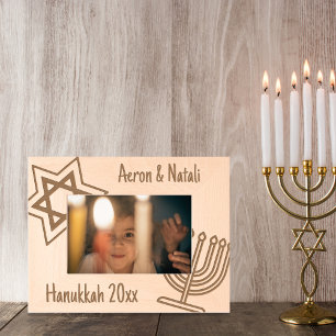 Hanukkah Menorah Star of David Simple and Classic Engraved Frames