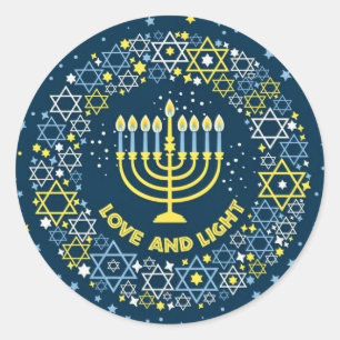 Hanukkah Menorah Star of David Wreath Classic Round Sticker