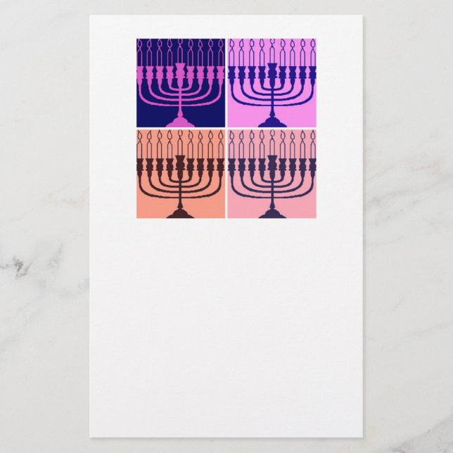 Hanukkah Menorah Stationery (Front)
