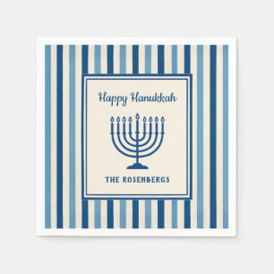 Hanukkah Menorah Stripes Trendy Custom Napkins