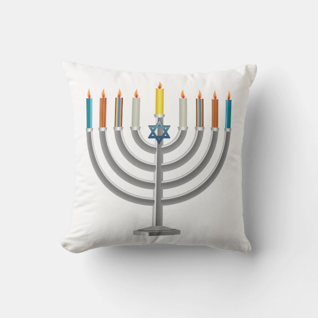 Hanukkah menorah throw pillow (Front)