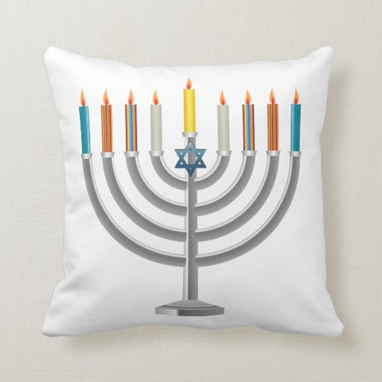Hanukkah menorah throw pillow