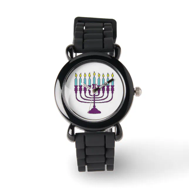 Hebrew Menorah Wristwatch Hebrew Numbers  main image 4