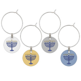 Hanukkah Menorah Wine Charm Set