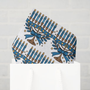 Hanukkah Menorah With Bow Tissue Paper