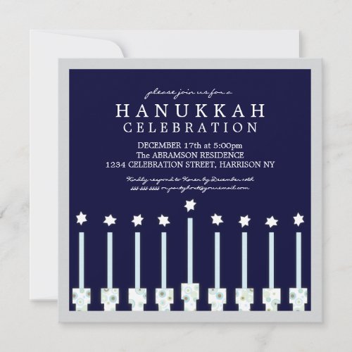 Hanukkah Menorah with Candles in Polka Dot Personalized Announcements