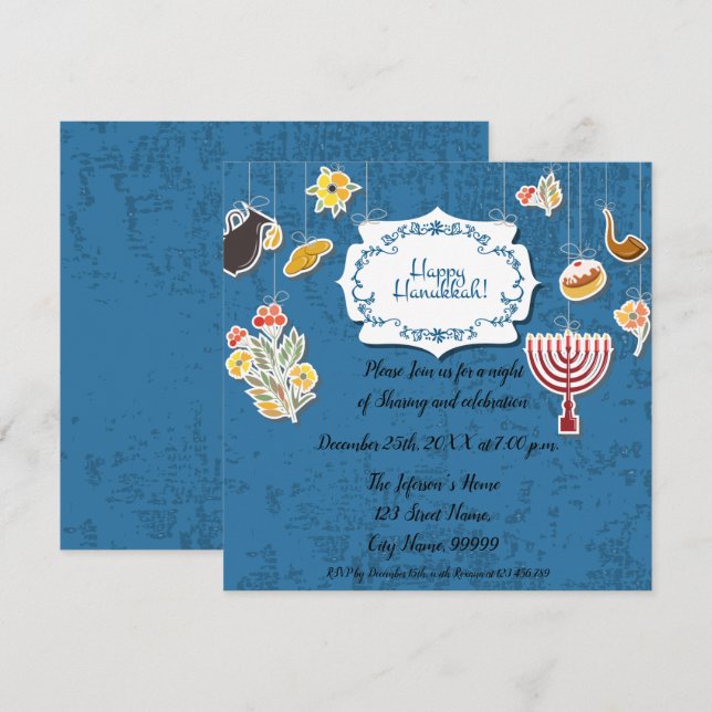 Hanukkah Menorah with Candles Invitation (Front/Back)