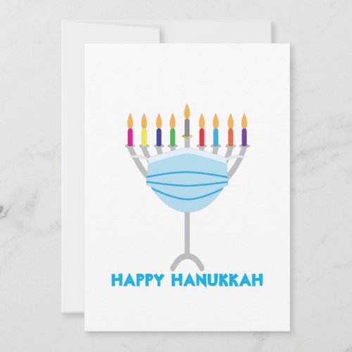 Hanukkah Menorah with face mask Holiday Card