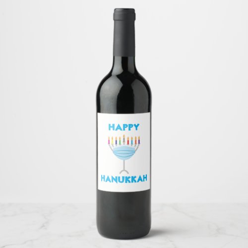 Hanukkah Menorah with face mask Wine Label