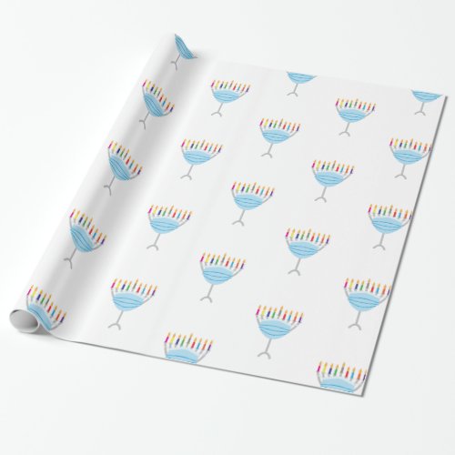 Hanukkah Menorah with face mask Wrapping Paper