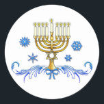 Hanukkah Menorah with Star of David Classic Round Sticker<br><div class="desc">This design features a Menorah with a Star of David for Hanukkah. For matching items type "penguincornerstore menorah" into the Zazzle search bar.</div>
